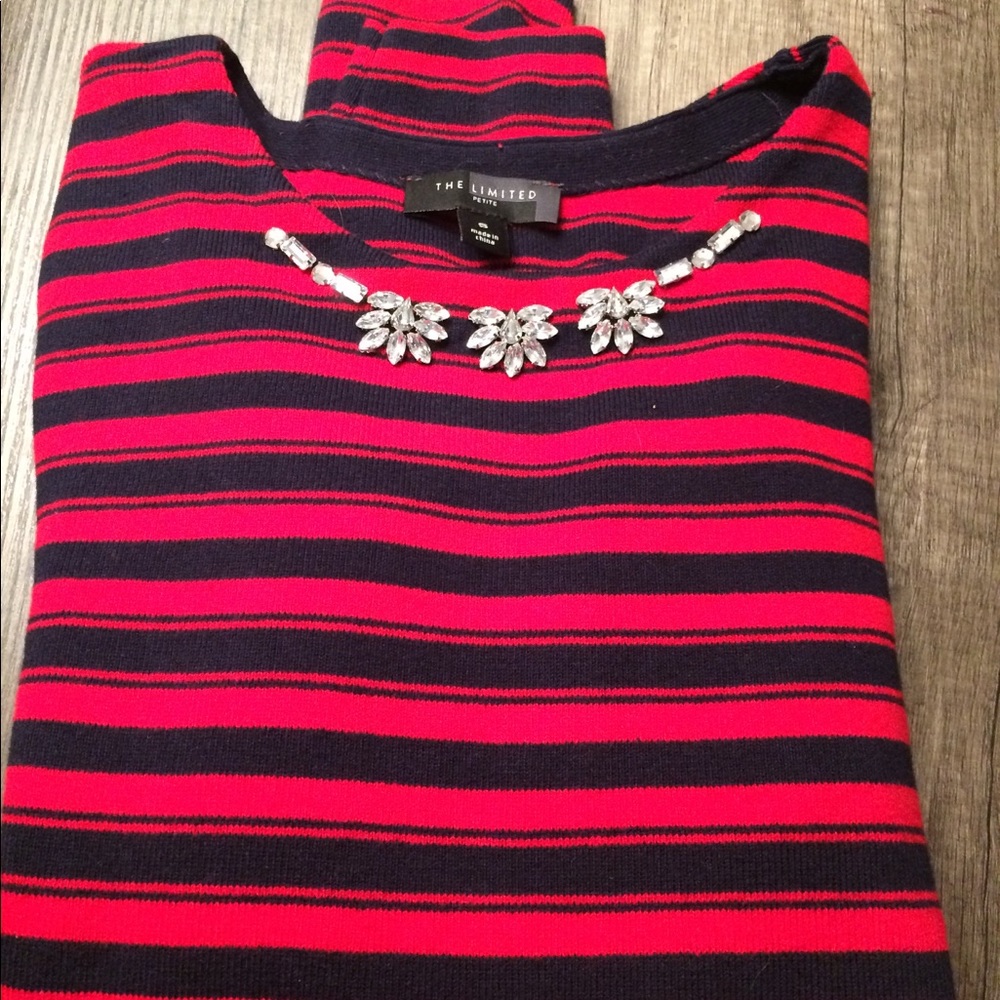 Bedazzled striped sweater